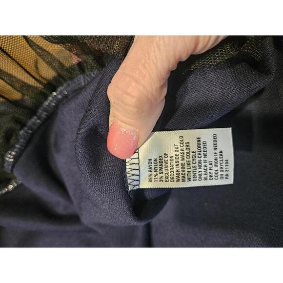 Nwt Crown & Ivy Novel Navy Long Sleeve with Tulle - Picture 9 of 9